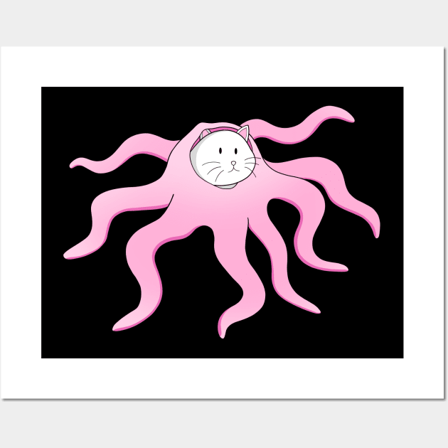 Octopus Cat - Cat In Octopus Costume Wall Art by Aome Art